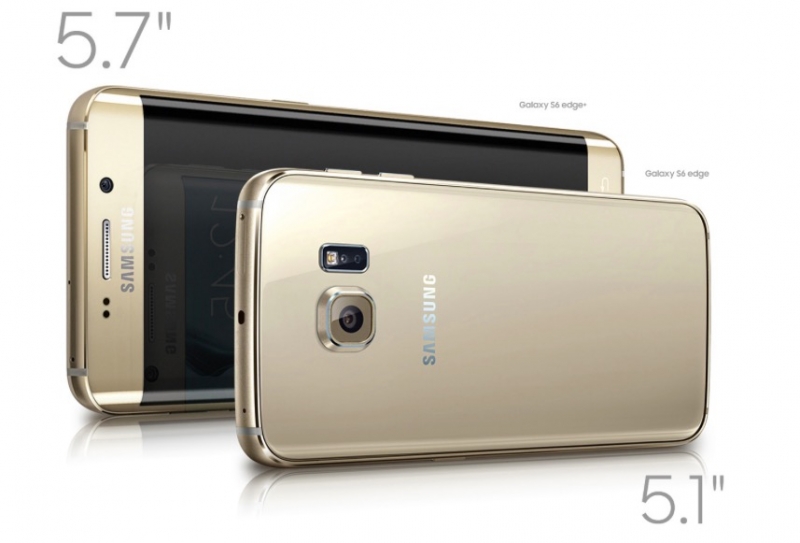 Сравнение габаритов Samsung GALAXY S6 Edge+ и «оригинального» GALAXY S6 Edge (официальное фото)