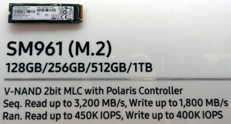 Samsung SM961 SSD. Изображение с сайта PC Watch.